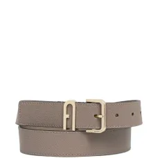 Кожаный ремень с логотипом-табличкой