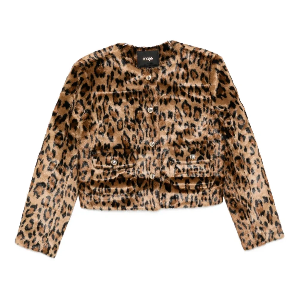Куртка с леопардовым принтом на пуговицах