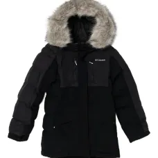 Пуховик с капюшоном и искусственным мехом