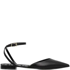 Балетки с заостренным носком и ремешком на щиколотке