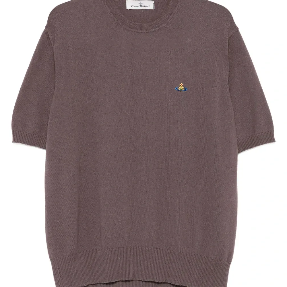 Свитер с короткими рукавами и вышитым логотипом