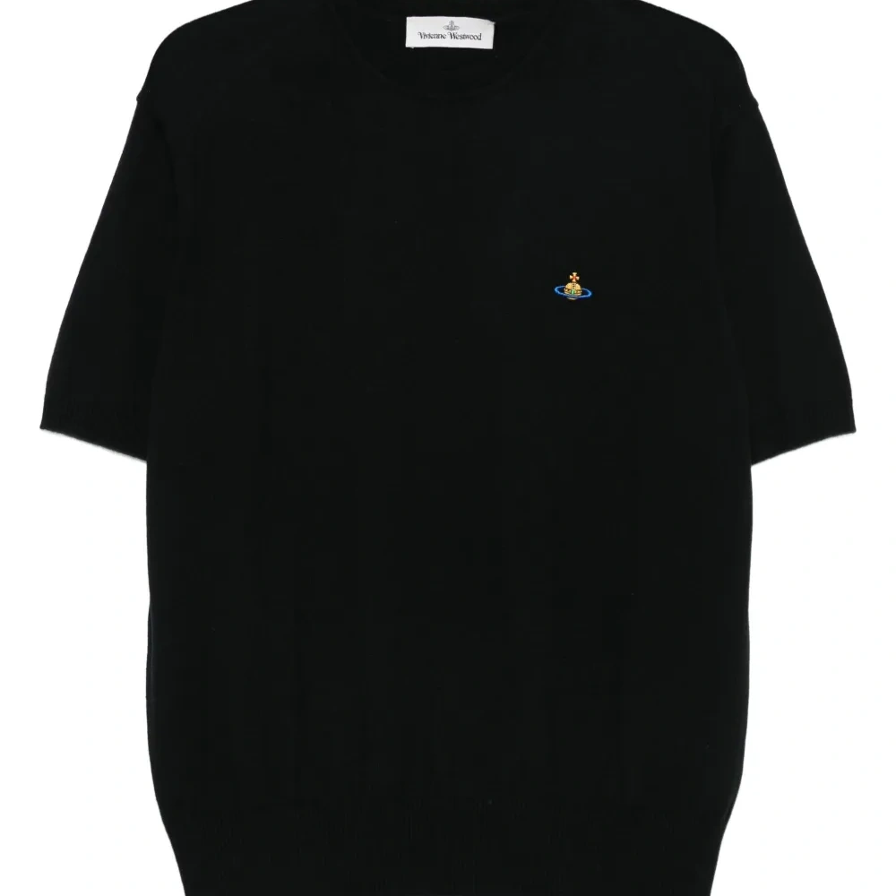 Свитер с короткими рукавами и вышитым логотипом