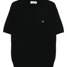 Свитер с короткими рукавами и вышитым логотипом