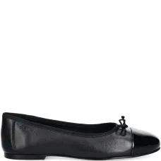 Балетки с контрастным носком и бантом