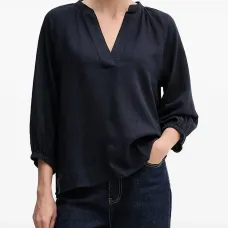 Топ с V-образным вырезом и объемными рукавами