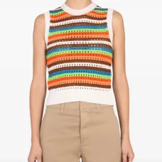 Полосатый топ в технике кроше