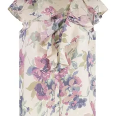 блузка с оборками и цветочным принтом