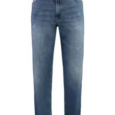 Джинсы с эффектом потертости и манжетами