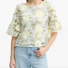 Топ с рукавами колокол и цветочным принтом