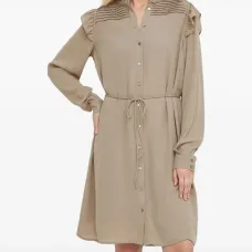 Платье миди со складками и оборками