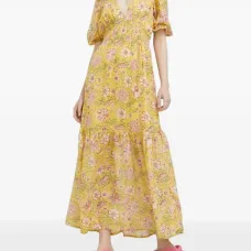 Платье макси со сборками и цветочным принтом