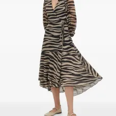 Платье миди с зебровым принтом