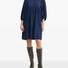 Платье с объемными рукавами и сборками