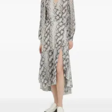 Платье миди со змеиным принтом