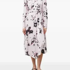 Платье миди с цветочным принтом и бантом