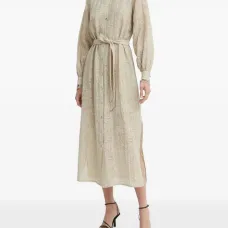 Платье миди с кружевом и принтом