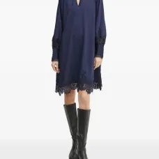 Платье миди с кружевной отделкой