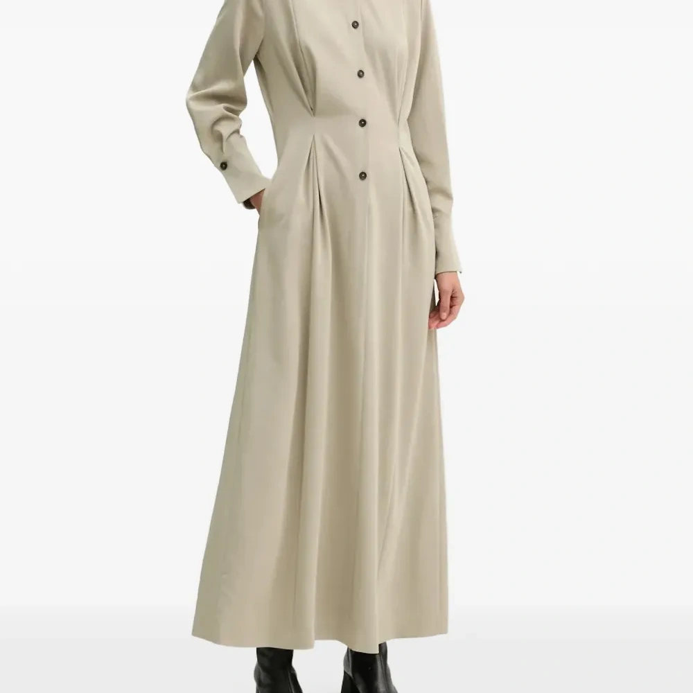 Платье миди с пуговицами и плиссировкой