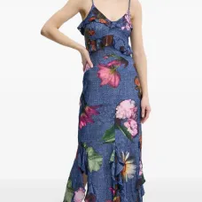 Платье с оборками и цветочным принтом