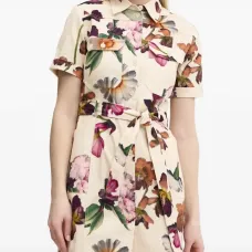 Платье-рубашка с поясом и цветочным принтом