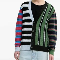 Полосатый кардиган в технике пэчворк Полосатый кардиган в технике пэчворк