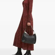 Платье миди с принтом и вырезом капелькой