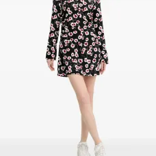 Платье-рубашка мини с цветочным принтом