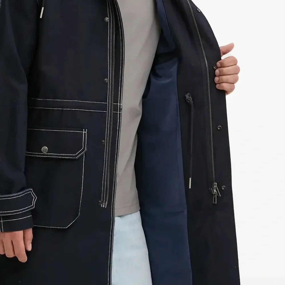 Парка с капюшоном и вставками из денима