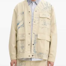 Куртка с карманами и принтом