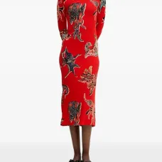 Платье миди в рубчик