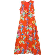 Макси-платье с цветочным принтом и вырезами