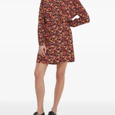 Платье-рубашка мини с цветочным принтом