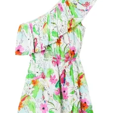 Платье на одно плечо с оборками