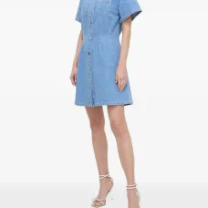 Платье-рубашка мини с узором в горох