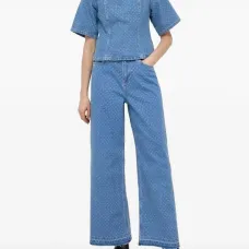 Джинсовый топ в горох