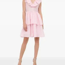 Фактурное платье мини с оборками