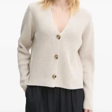 Кардиган в рубчик с V-образным вырезом