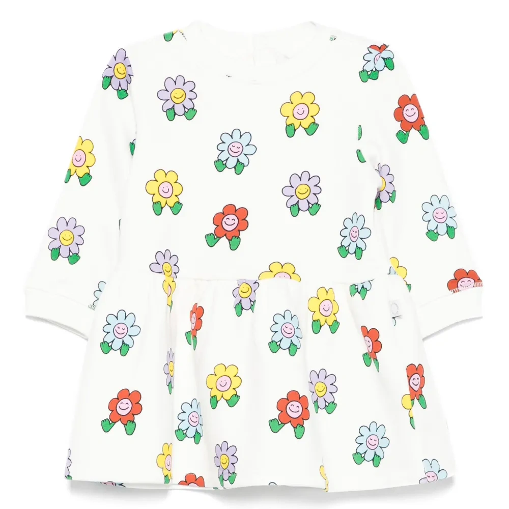 платье с длинными рукавами и цветочным принтом