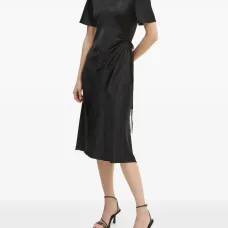 Платье миди с короткими рукавами и завязками