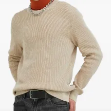 Свитер в рубчик с круглым вырезом