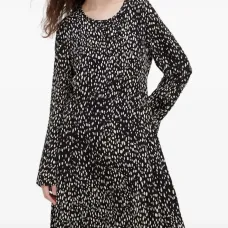 Платье мини с длинными рукавами и принтом