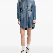 Джинсовое платье-рубашка мини