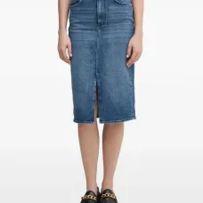 Джинсовая юбка миди с завышенной талией