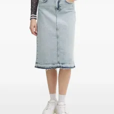 Джинсовая юбка миди Romy с бахромой