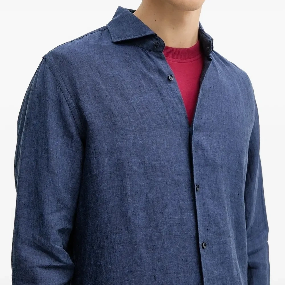 Льняная рубашка с длинными рукавами