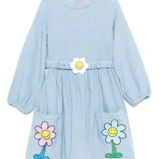 джинсовое платье с цветочным декором