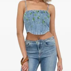 Декорированный джинсовый топ