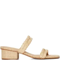 Босоножки на каблуке с плетеной отделкой