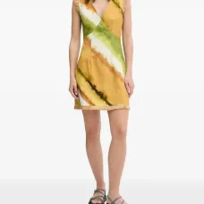 Платье мини Deia с абстрактным принтом и бахромой Платье мини Deia с абстрактным принтом и бахромой