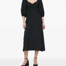 Платье миди с объемными рукавами